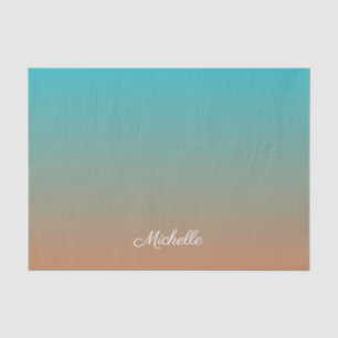 Personalised brown and blue ombre tissue paper