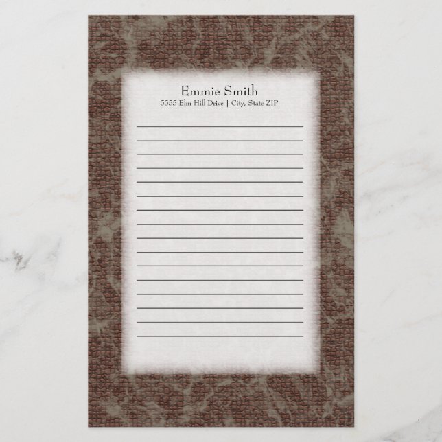 Personalised Brown and Tan Lined Stationery (Front)