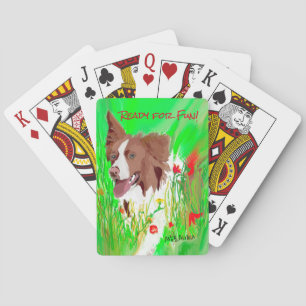 Personalised Brown and White Border Collie Playing Cards