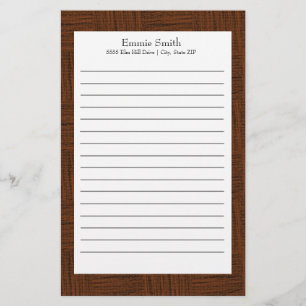 Personalised Brown and White Lined Stationery