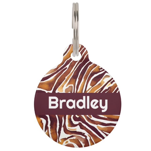 Personalised Brown and White Swirls Pet Tag (Front)