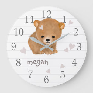 Personalised Brown Bear Cub Wall Clock