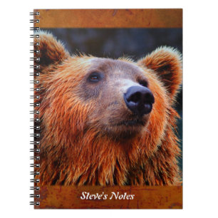 Personalised Brown Bear Portrait Wildlife Photo Notebook