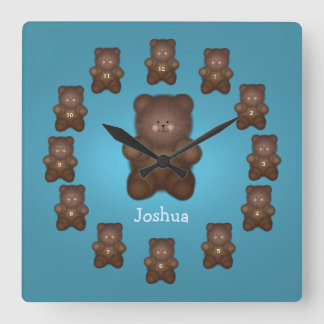 Personalised Brown Bear Wall Clock