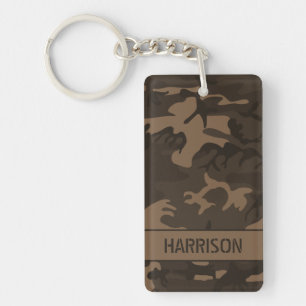 Personalised Brown Camo Key Ring