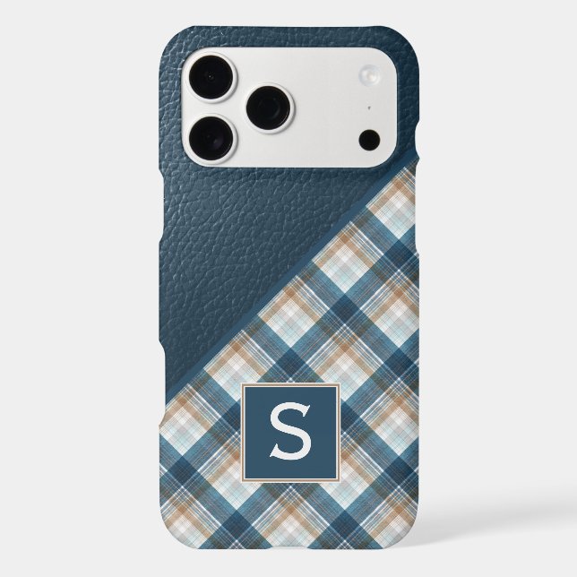 Personalised Brown Dark Blue Plaid Gingham Pattern (Back)