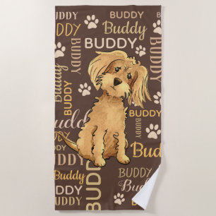Personalised Brown Dog Beach Towel