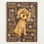 Personalised Brown Dog Planner<br><div class="desc">Brown Personalised throw pillow for your dog. Customisable with your dog's name. When you change the name Buddy to your own pet's name it will change all the typographical names at the same time. Word cloud art typography. Different font type and styles in brown and beige paw prints that looks...</div>