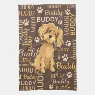 Personalised Brown Dog Tea Towel
