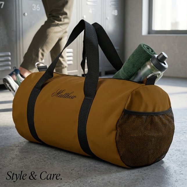 Personalised Brown Duffle Bag With Custom Name (Personalized Brown Duffle Bag With Custom Name)