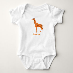 Personalised brown giraffe baby bodysuit