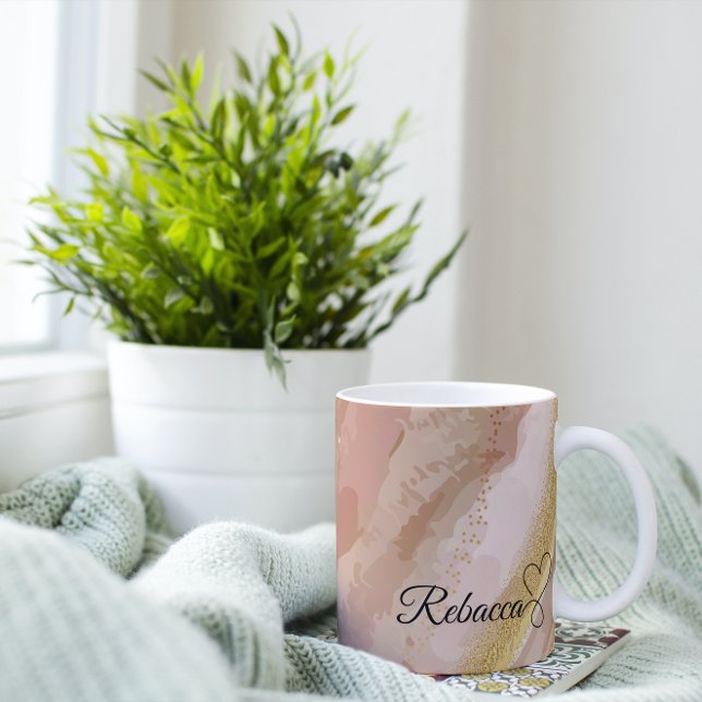 Personalised Brown & Gold Watercolor Coffee Mug (Creator Uploaded)