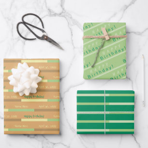 Personalised Brown Green Yellow All-Occasion Wrapping Paper Sheet