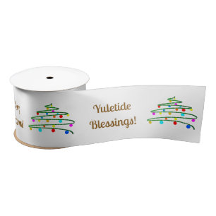 Personalised Brown Holiday Wishes, Christmas Tree Satin Ribbon