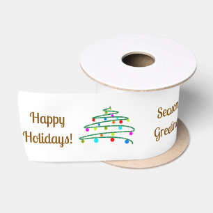 Personalised Brown Holiday Wishes, Christmas Tree Satin Ribbon