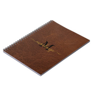 Personalised Brown Leather Look Name Notebook