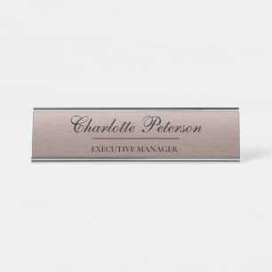 Personalised Brown Metal Executive  Desk Name Plate