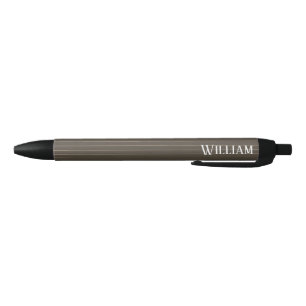 Personalised brown retro pinstripes black ink pen