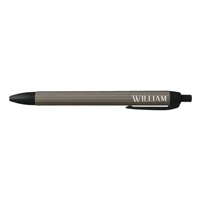 Personalised brown retro pinstripes black ink pen (Bottom)