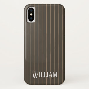 Personalised brown retro pinstripes iPhone x case