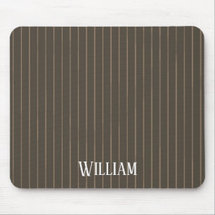 Personalised brown retro pinstripes mouse mat