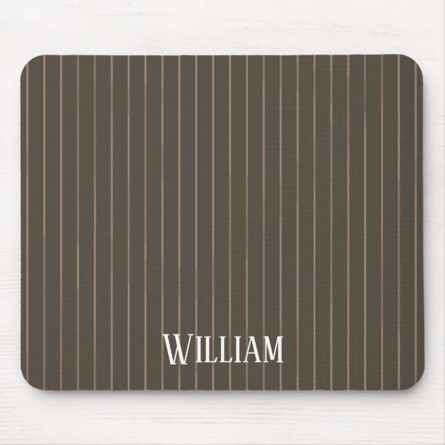 Personalised brown retro pinstripes mouse mat (Front)