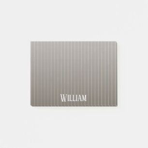Personalised brown retro pinstripes post-it notes
