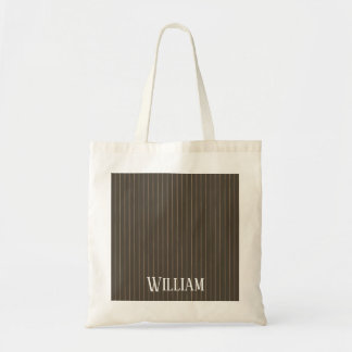Personalised brown retro pinstripes tote bag