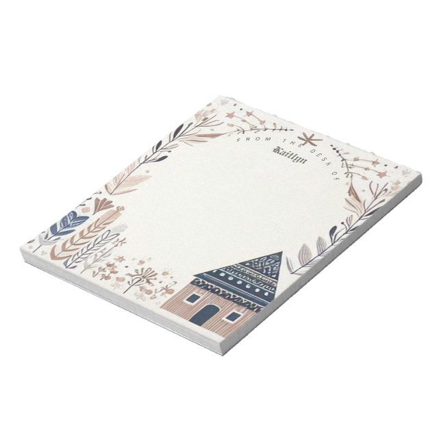 Personalised Brown Scandinavian Hygge House Notepad (Rotated)