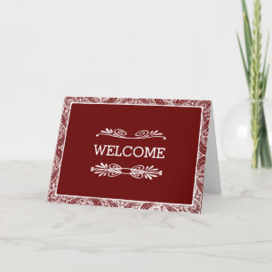 Personalised Brown Swirl Boarder Welcome Card