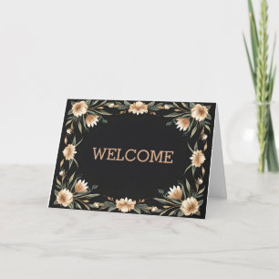 Personalised Brown Swirl Boarder Welcome Card