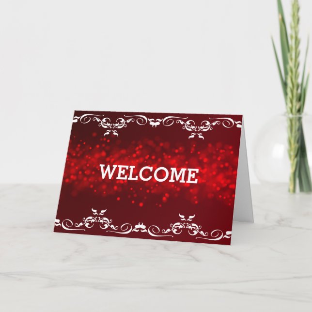 Personalised Brown Swirl Boarder Welcome Card (Front)