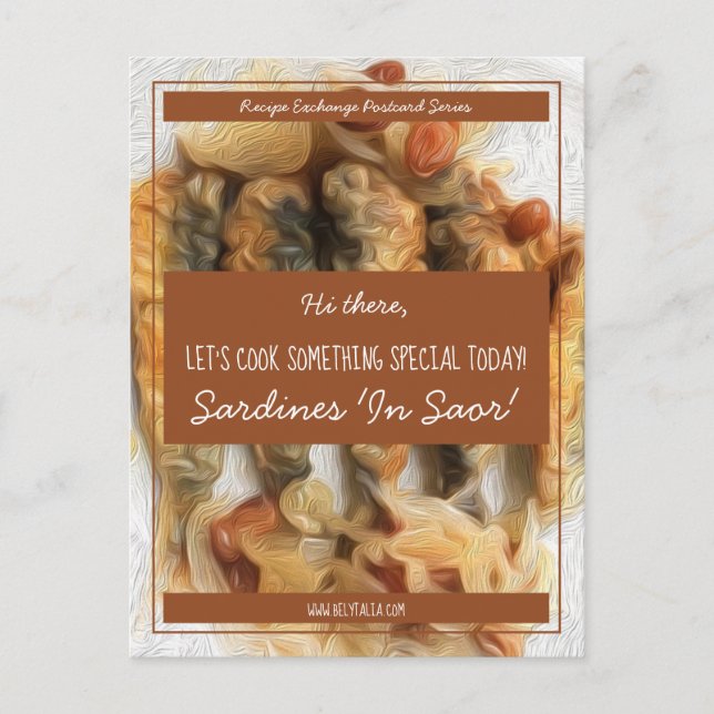 Personalised Brown White Script Recipe Exchange Postcard (Front)