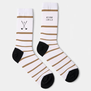 Personalised Brown White Stripe Golf Club Golfer Socks