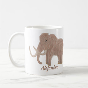 Personalised Brown Woolly Mammoth Illustration Coffee Mug