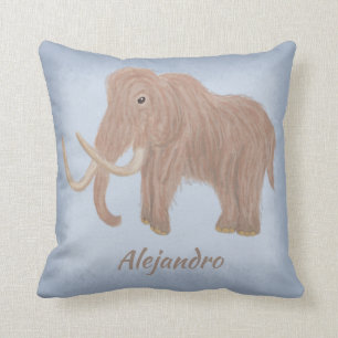 Personalised Brown Woolly Mammoth Illustration Cushion