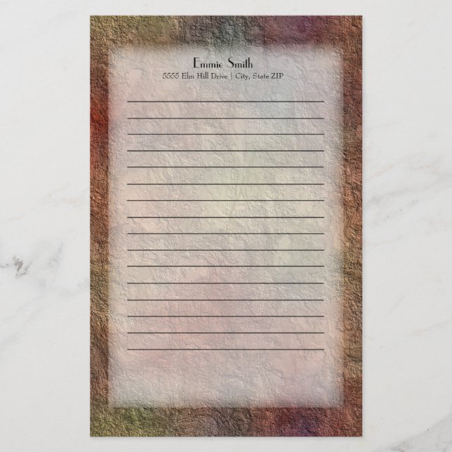 Personalised Brown Yellow Stone Grunge Stationery (Front)