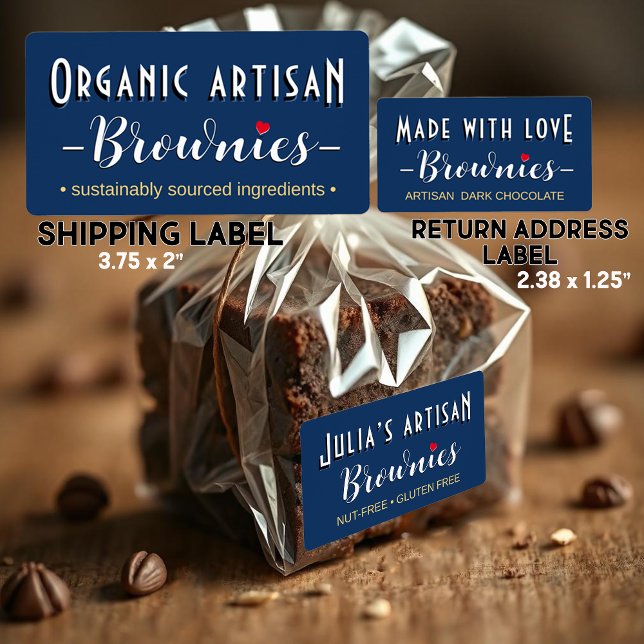 Personalised Brownie or Bakery Label with Heart (Creator Uploaded)
