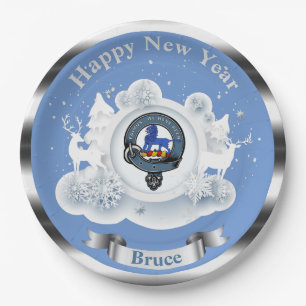 Personalised Bruce Clan Badge Winter Paper Plate