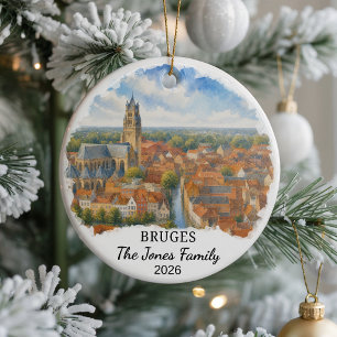 Personalised Bruges Ceramic Ornament, Custom Belgi Tree Decoration