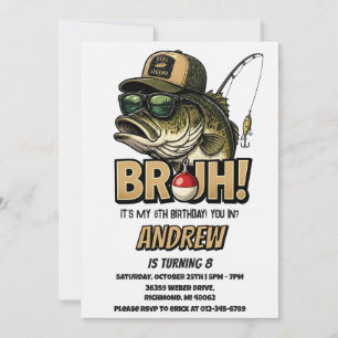 Personalised Bruh Fishing Birthday Invitation