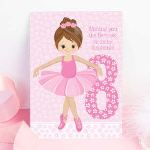 Personalised Brunette Ballerina Birthday Card