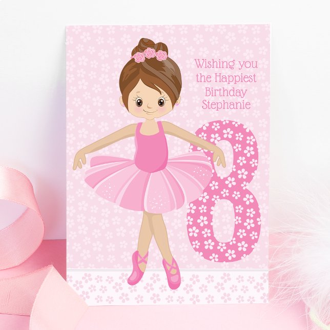 Personalised Brunette Ballerina Birthday Card (Creator Uploaded)