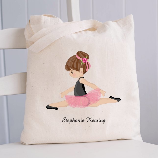Personalised Brunette Ballerina in Pink Tote Bag (Creator Uploaded)