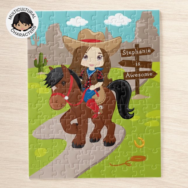 Personalised Brunette Cowgirl Jigsaw Puzzle (Creator Uploaded)