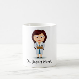 Personalised Brunette Doctor Female Coffee Mug