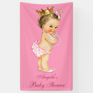 Personalised Brunette Little Princess Baby Shower Banner