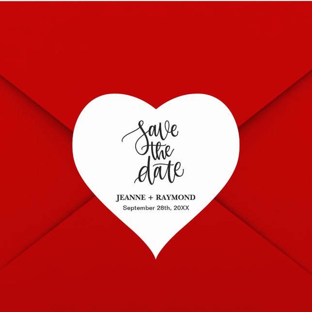Personalised Brush Lettered Save the Date Wedding Heart Sticker (Creator Uploaded)
