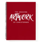 Personalised Brush Script Red Sketchbook Notebook
