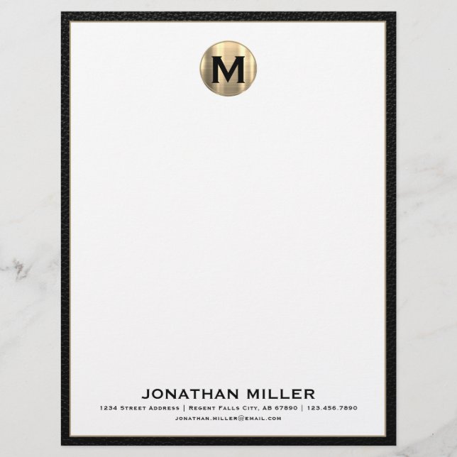 Personalised Brushed Gold Monogram Letterhead (Front)